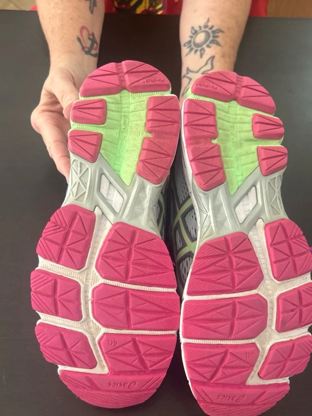 Asics Gray and Pink Women’s Running Sneakers with Mint Trim